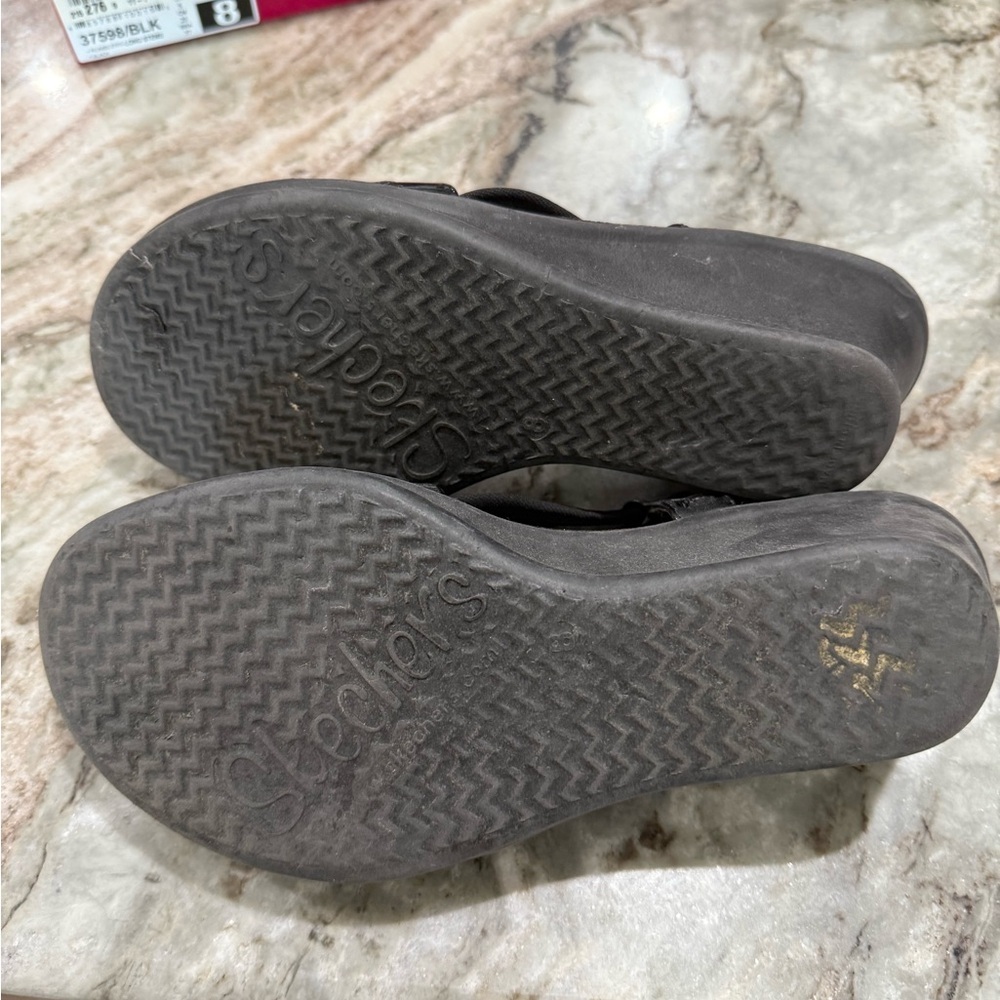 Skechers Glossy Black Slide Sandals - Picture 6 of 6